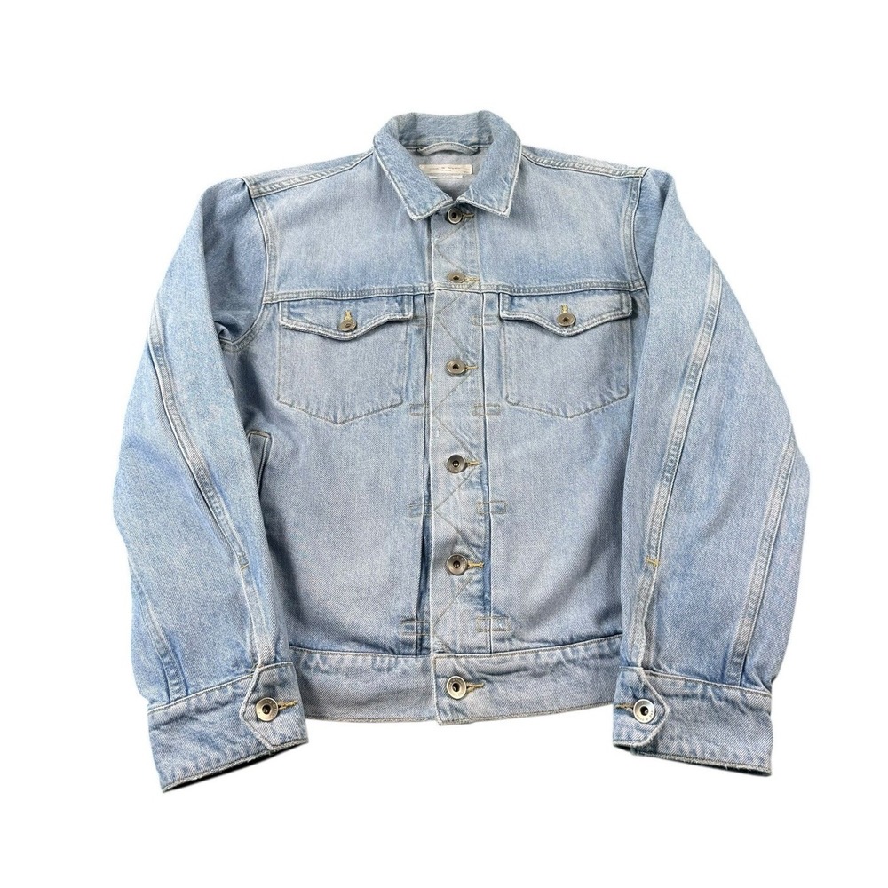 Rag & Bone Lightwash Metal Button Crop Trucker Jacket Size Men's Medium USA